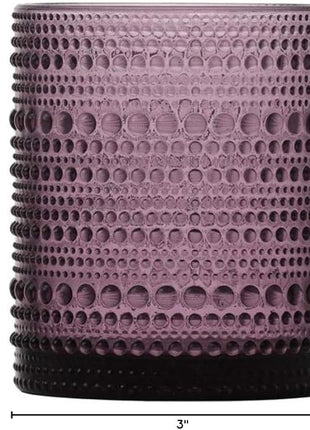 Fortessa Jupiter Beaded Hobnail Glass, 10 Ounce Double Old Fashioned (Set of 6), Purple