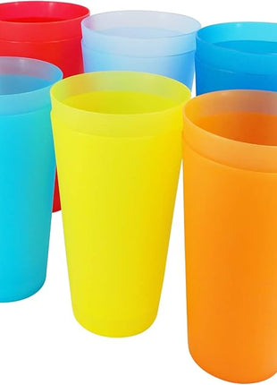 Reusable Plastic Cups 32 oz - Large Cups Dishwasher Safe - BPA Free Plastic Tumblers Drinking Glasses set of 12 - Unbreakable Big Cup for Kitchen Party Camping Outdoor