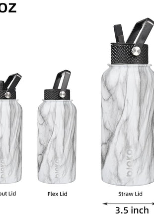 BJPKPK Insulated Water Bottles with Straw Lid, 27oz Stainless Steel Water Bottle with 3 Lids, Leak Proof BPA Free Metal Thermo, Mugs, Tumblers, Keep Cold Hot - White Birch