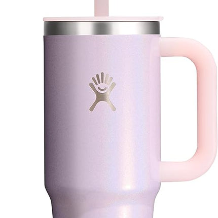 Hydro Flask 24 Oz Travel Tumbler with Handle, Lid and Straw - Insulated Stainless Steel in 24 Oz Glimmer Pink