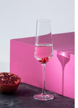Krosno Crystal Champagne Flute Glasses, Set of 6, 6.1 oz, Avant-Garde Collection, Classic Shape for Timeless Style, Ideal for Mimosas, Prosecco, Sparkling Wine, Dishwasher Safe, Made in Europe
