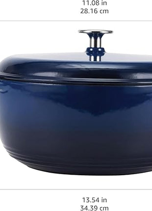 Amazon Basics Cast Iron Dutch Oven Pot with Lid, Enameled, Round, Dual Handles, Heavy-Duty, Medium, 6-Quart, Navy
