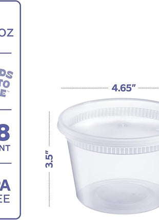 GUSTO [48 Sets 16 oz. Plastic Deli Disposable Food Storage Containers With Airtight Lids (Formerly Comfy Package)