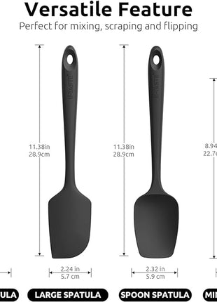 U-Taste Silicone Spatula Set with 600 Degrees Fahrenheit Heat Resistant (Black)