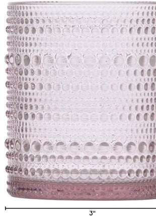 Fortessa Jupiter Beaded Hobnail Glass, 10 Ounce Double Old Fashioned (Set of 6), Pink