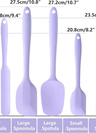 5 Piece Purple Silicone Spatula Set, Heat Resistant Rubber Spatulas Set, Silicone Kitchen Utensils Set Dishwasher Safe for Nonstick Cookware