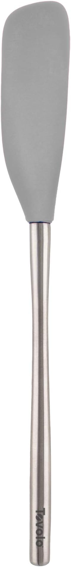 Tovolo Jar Spatula Silicone Long Stainless Steel Handle Scraper Spatula Oyster Gray, Jar Scraper Heat Resistant Dishwasher Safe BPA Free Kitchen Utensil for Scraping Spreading Jelly Peanut Butter