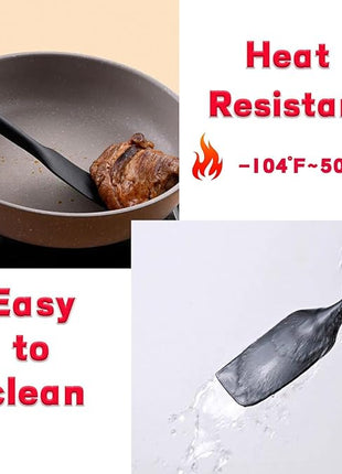 8 Pieces Silicone Spatula, 8.5 inch Non-stick Spatulas with Stainless Steel Core,Heat Resistant-500℉, Food Grade Silicone, Dishwasher Safe, for Mixing,Cooking,Baking (Black)