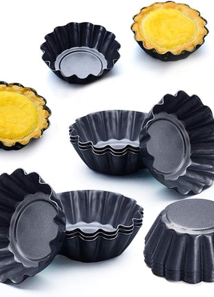 12 Packs Egg Tart Mold, Size 2.6 x 0.9inch, Cupcake Cake Muffin Mold Tin Pan Baking Tool, Carbon Steel