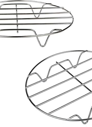 TamBee 7 Inch Round Cooking Rack Air Fryer Rack Cooking Steaming 304 Stainless Steel Round Rack Cross Wire w Stand Cookware for Air Fryer Pressure Cooker Canning 2Pcs(2,7Inch)