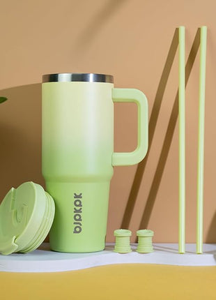 BJPKPK 40 oz Stainless Steel Tumbler With Handle Insulated Tumblers With 2 Straw Travel Coffee Mug With Lid,Army Green