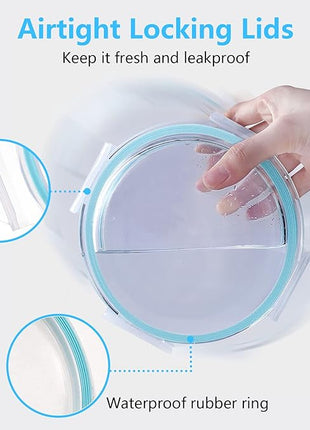 WhiteRhino Glass Mixing Bowl with Lids Set of 5, 0.2, 0.5, 1.1, 2.1, 3.75 QT, Large Salad Bowls with BPA-Free Lids, Space-Saving Nesting Bowls for Kitchen Food Storage, Glass bowl for Cooking, Baking