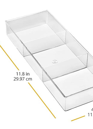 Whitmor 3 Section Small Easy Clean Clear Plastic Resin Drawer Organizer (Pack of 6)
