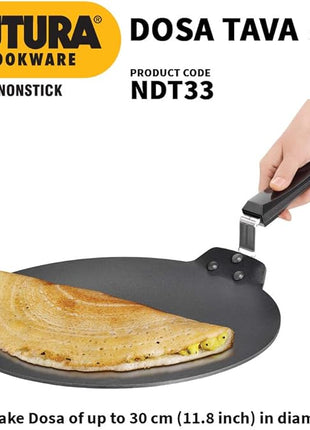 Hawkins Futura Nonstick Dosa Tava, Diameter 33 cm (13 inch), Thickness 4.88 mm (Black) NDT33