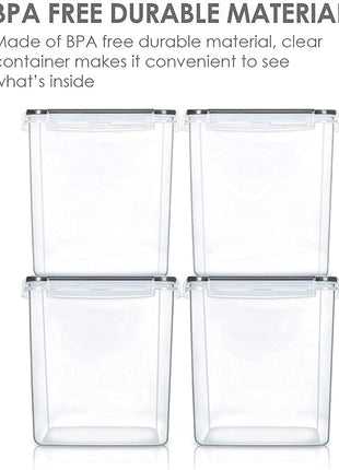 Vtopmart Food Storage Containers 2.5L / 84.5oz, 4 Pieces BPA Free Plastic Airtight Canister for Flour, Sugar, Baking Supplies, with 4 Measuring Cups and 24 Labels, Black