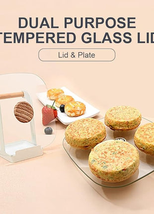 Egg Pan, Egg Frying Pan with Lid Nonstick 4 Cups Pancake Pan Fried Egg Pan for Breakfast - Black