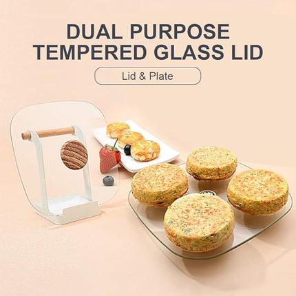 Egg Pan, Egg Frying Pan with Lid Nonstick 4 Cups Pancake Pan Fried Egg Pan for Breakfast - Black