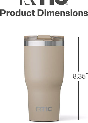 RTIC 30oz Essential Tumbler with Lid, Ceramic Lined, Insulated, Stainless Steel, Metal, Double Wall Vacuum-Insulation, Travel Cup for Iced Coffee, Tea, Hot and Cold Drink, Beach