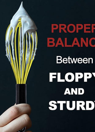 Anaeat Silicone Whisk, Thick Stainless Steel Wire Inner Heat Resistant - Kitchen Whisks for Non-Stick Cookware, Balloon Egg Beater for Whisking, Blending, Beating, Frothing & Stirring (Yellow)