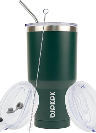BJPKPK 30oz Tumbler with Lids and Straws, Stainless Steel Vacuum Insulated Coffee Tumblers, Insulated Travel Mug Water Cup with Leakproof Lid,Army Green