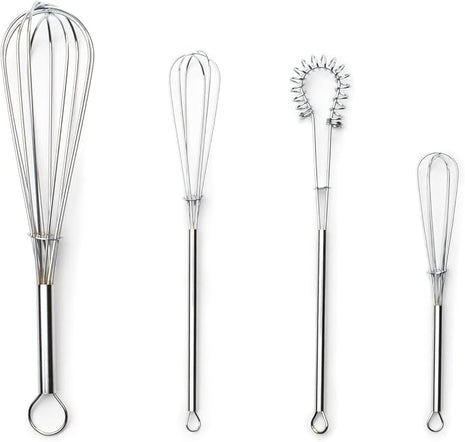 Fox Run Mini Whisks, Chrome Plated, Set of 4, Metallic, 8 x 2 x 1.75 inches