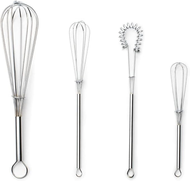 Fox Run Mini Whisks, Chrome Plated, Set of 4, Metallic, 8 x 2 x 1.75 inches