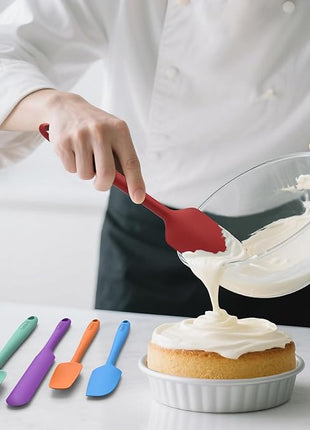 Coukre Silicone Spatula Set of 5,High Temperature Resistant, Food Grade Silicone, Dishwasher Safe, for Baking, Cooking (Pure Black)