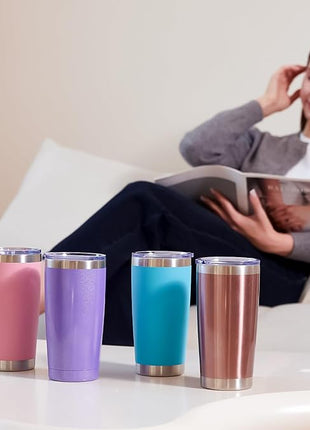 MEWAY 20oz Tumbler 12 Pack Double Wall Vacuum Insulated Travel Glitter Mug Bulk, Stainless Steel Tumblers with Lid and Straw, Powder Coated Coffee Cups for Woman(Rainbow Navy,Set of 12)