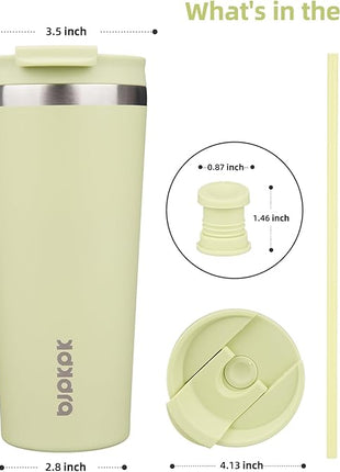 BJPKPK 22oz Insulated Tumbler With lid And Straw Stainless Steel Tumblers Travel Coffee Mug Reusable Thermal Cup,Macaron Green