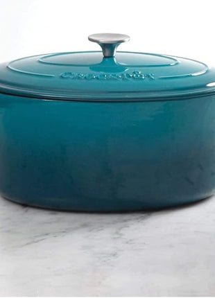 Crock-Pot Artisan Oval Enameled Cast Iron Dutch Oven, 7-Quart, Teal Ombre