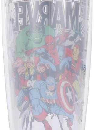 Silver Buffalo Marvel Avengers Featuring Spider-Man, Captain America, Thor, Hulk, and Iron Man Double Wall Travel Tumbler with Slide Close Lid, 20 Ounces