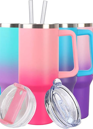 SYACOT 40 oz Tumbler with Handle and Straw Stainless Steel Insulated Tumbler Leak Proof Lid and Straw Lid Reusable Travel Mug Coffee Mug Cup Dishwasher Safe Keep Drinks Cold and Hot (Phantom Pink)