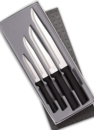 Rada Cutlery 4-Piece Wedding Register Knife Gift Set (G204), Stainless Steel Hollow Ground Blades, Made in USA, Black Handles