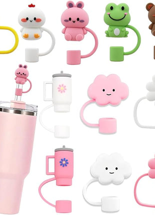LDKEDKF 11Pcs Straw Cover for Stanley Cup, Silicone Straw Topper for Stanley Cup 30&40oz with Tumblers, 10mm 0.4in Lid Accessories (Reusable)