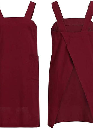 YESDOOD Cotton Linen Apron Cross Back Apron for Women with Pockets Pinafore Dress for Baking Cooking