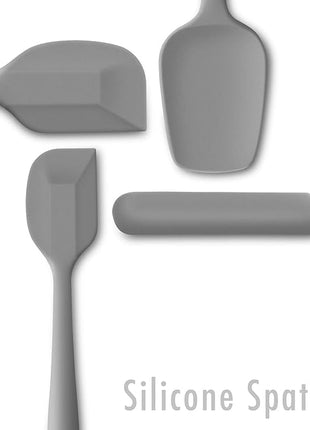 4 Piece Silicone Spatula Set, Flexible Heat Resistant Non-scratch Baking Cooking Rubber Spatulas with Stainless Steel Core, Gray