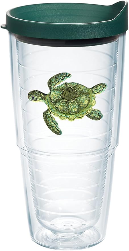 Tervis Tropical Animal Collection Made in USA Double Walled Insulated Tumbler Travel Cup Keeps Drinks Cold & Hot, 24oz, Turtle