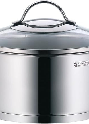 WMF Pot Set 4-Piece Provence Plus Pouring Rim Glass Lid Cromargan® Stainless Steel Polished Suitable for Induction Hobs Dishwasher-Safe, Silver, 52.7 x 28.8 x 21.8 cm