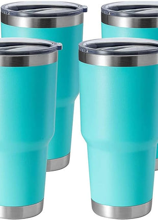 HASLE OUTFITTERS 30oz Stainless Steel Tumbler, Double Wall Vacuum Insulated Travel Mug Tumbler, Durable Insulated Coffee Mug, Gift Box Set (Light Green, 4)