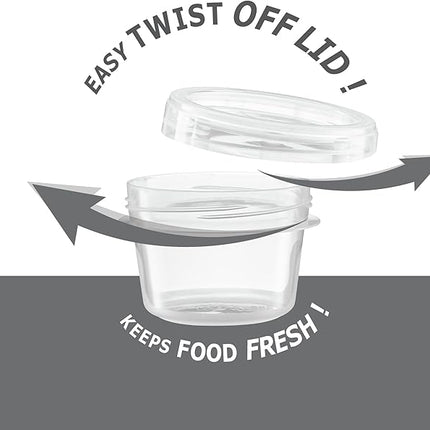 (4 Ounce 20 Pack) Clear Twist cap Containers With Clear Screw on Lids Twist Top Food Storage Freezer Containers