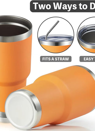 MEWAY 30oz Tumbler Double Wall Vacuum Insulated Travel Mug, Stainless Steel Tumbler with Lid, Durable Powder Coated Insulated Coffee Cup for Cold & Hot Drinks (Orange,1 PACK)