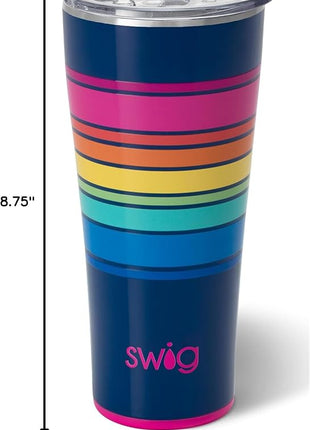 Swig Life 32oz Insulated Tumbler, Travel Coffee Tumbler with Lid, Cup Holder Friendly Travel Coffee Mug, Stainless Steel with Lid (Electric Slide)