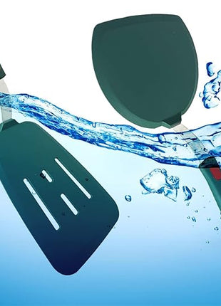 Silicone Spatula Set of 2 for Nonstick Cookware,Tenta Tenta Kitchen Slotted Angle Round Pancake Spatulas 600°F Heat Resistant Classic Rubber Spatula Set For Cooking-Dark Blue