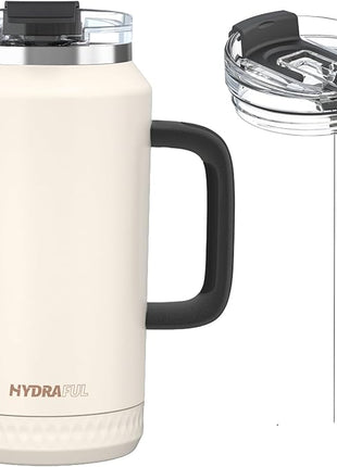 Hydraful 64 oz Tumbler with Handle and Straw - 100% Leak-Proof - Insulated Cup Reusable Stainless Steel Large Water Bottle Travel Mug for Gym, Hiking, and Camping - Gifts for Women Men Him Her