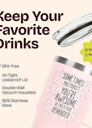 KLUBI Cute Pink Birthday Gifts for Women - Sometimes You Forget Your Awesome Gifts for Women Mothers Day Gifts for Her Gifts for Coworkers College Girl Gift Ideas Boss Day Gifts Mothers Day Mugs