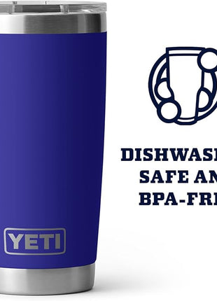 YETI Rambler 20 oz Tumbler Retired Color, Stainless Steel, Vacuum Insulated with MagSlider Lid, Offshore Blue