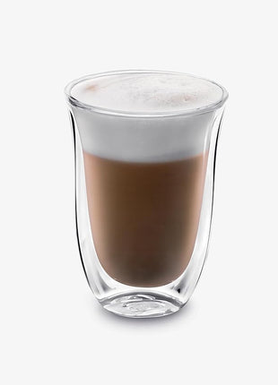 De'Longhi DeLonghi Double Walled Thermo Latte Glasses, Set of 2, 2 Count (Pack of 1), Clear, 330 milliliters