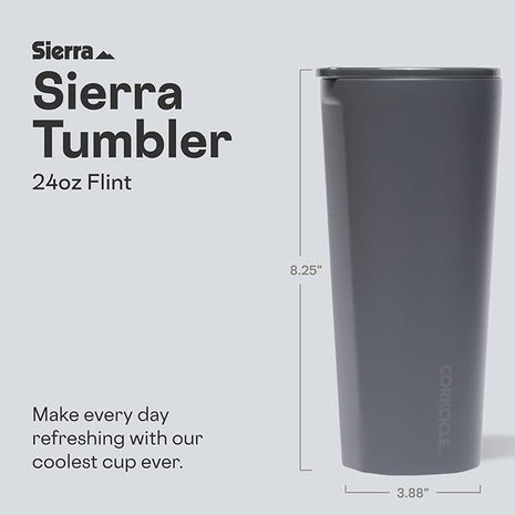 Corkcicle Classic Tumbler - Keeps Drinks Cold for 9 Hours & Hot for 3 - Triple-Insulated Stainless Steel - Holiday Tumbler Gift - 24 oz - Flint