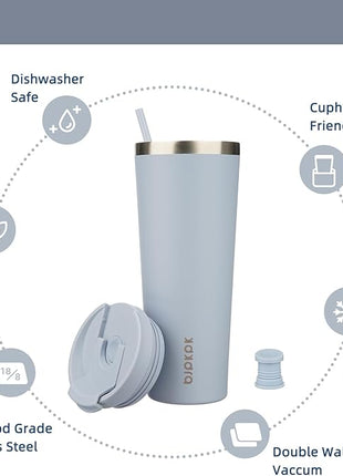 BJPKPK 26oz Stainless Steel Insulated Tumbler With lid And Straw Travel Coffee Thermal Tumblers Cup For Women And Men,Modern Blue