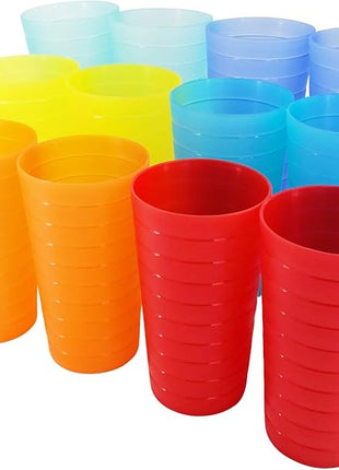 AOYITE Reusable Plastic Cups 22 oz - Unbreakable Hard Kids Cups - BPA Free Dishwasher Safe Drinking Cup set of 12 - Stackable Water Tumblers for Kitchen Camping Party Outdoor